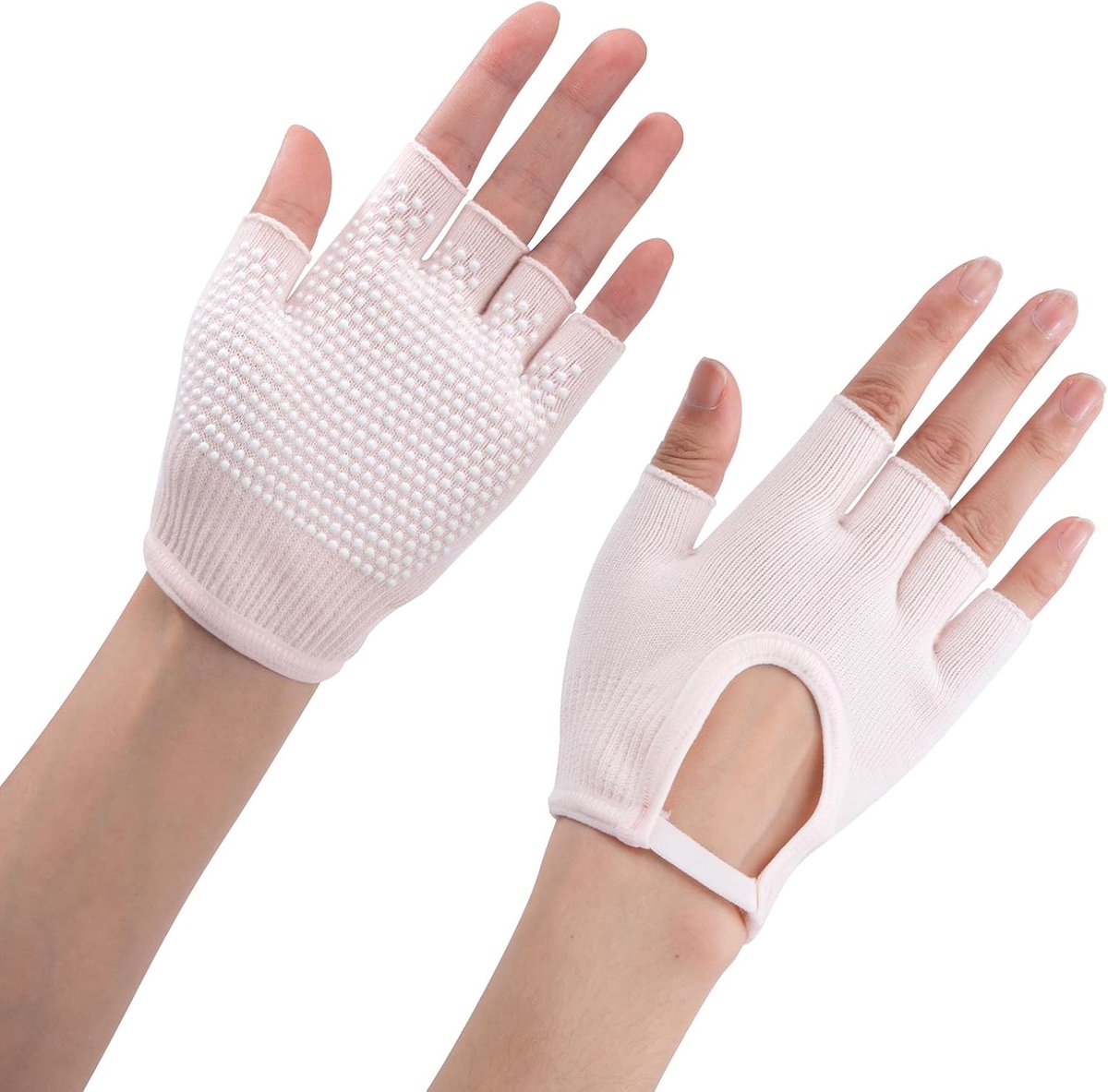 Yoga-handschoenen, antislip, ademend, voor pilates en gym, comfortabele zweetabsorptie voor dames, met witte siliconen - ShopVlot