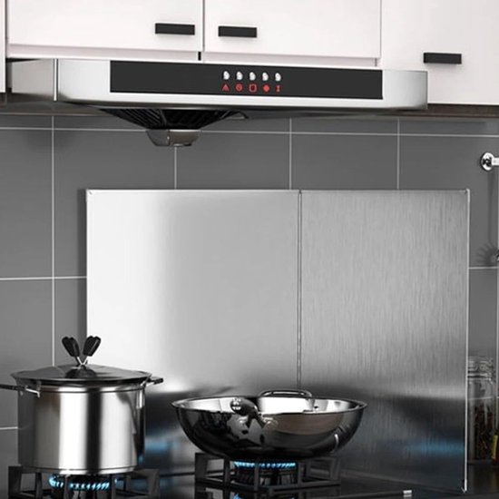 Opvouwbare Spatplaat - Vetvanger Spatscherm - Koken Beschermen - Antiaanbaklaag - 30x30 cm - Zilver — afbeelding 2