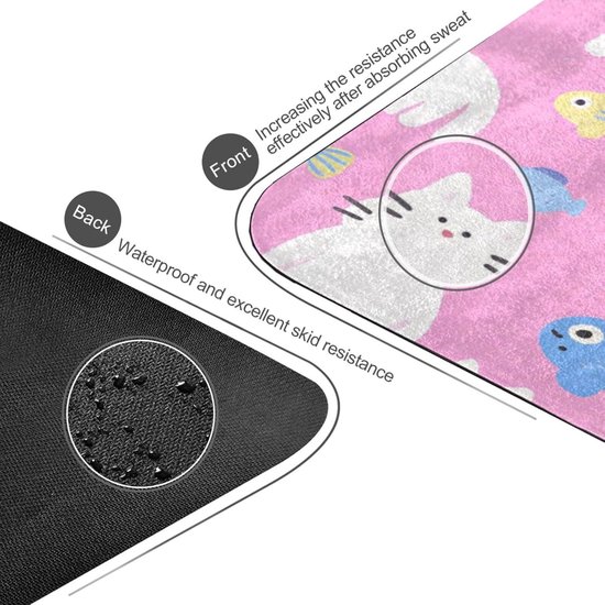 Yogamat - Fitnessmat Oefenmat - Thuis Sporten - Antislip Natuurrubber - 180 x 66 cm - Katten Vissen Print van Yogamat — afbeelding 3