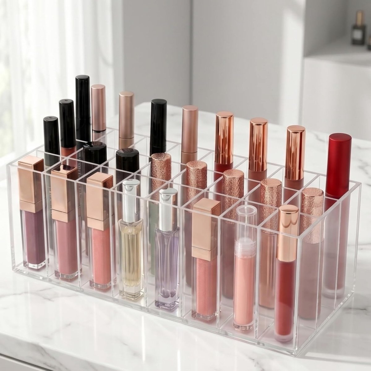 SnelShoppen - 24 Plaatsen Lippenstift Organizer Transparant Acryl Make Up Organizer Lippenstifthouder Kosmetik Halter Opbergbak voor Pinsel Nagellak K