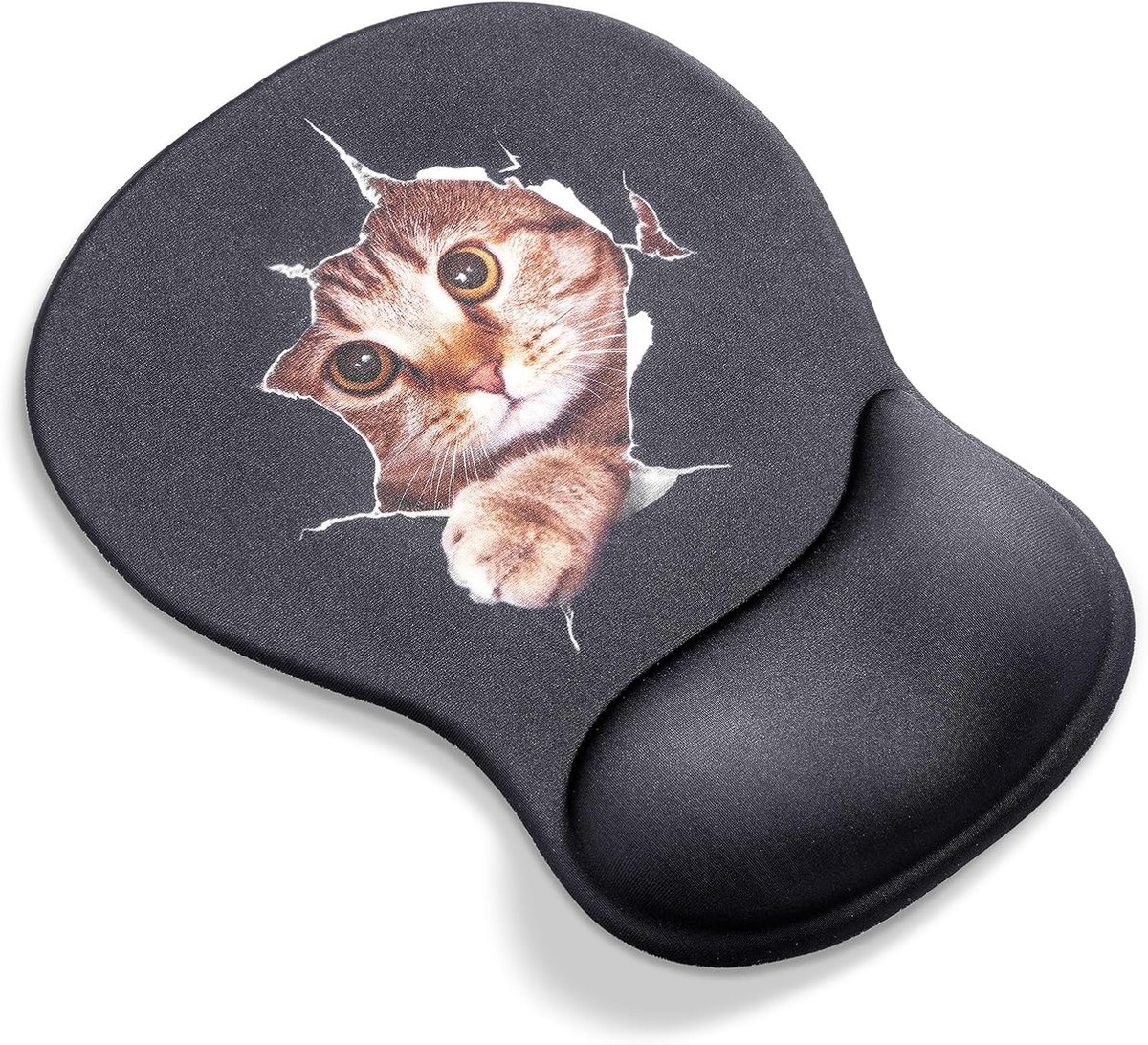 SnelShoppen - Ergonomische Gel Muismat met Handsteun Kat | Comfortabele Polssteun, Antislip Basis, Decoratief Motief voor Kantoor en Thuisgebruik