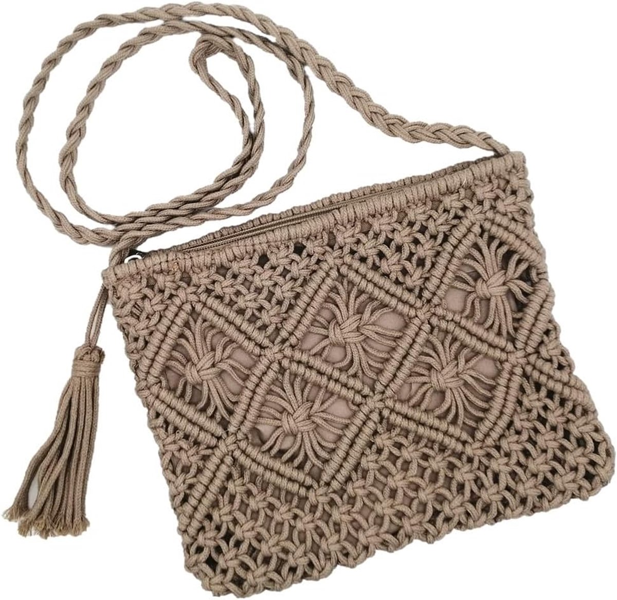 Handgemaakte macramé crossbody schoudertas voor dames - ShopVlot
