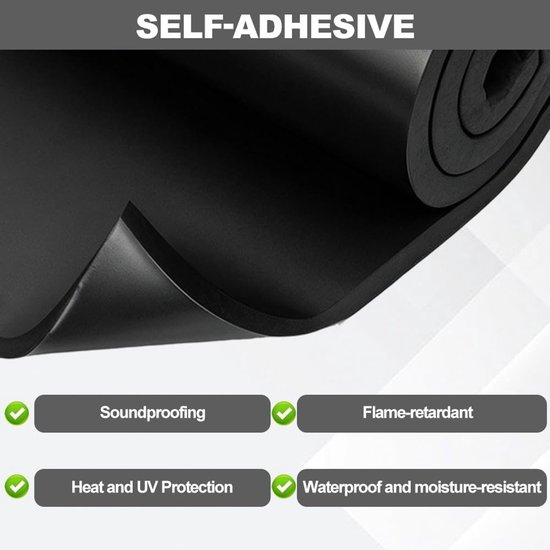 Zelfklevende Geluidsisolatie Mat 20 mm 150 x 30 cm - Brandwerende en Vochtbestendige Isolatiemaat voor Auto en Caravan — afbeelding 2