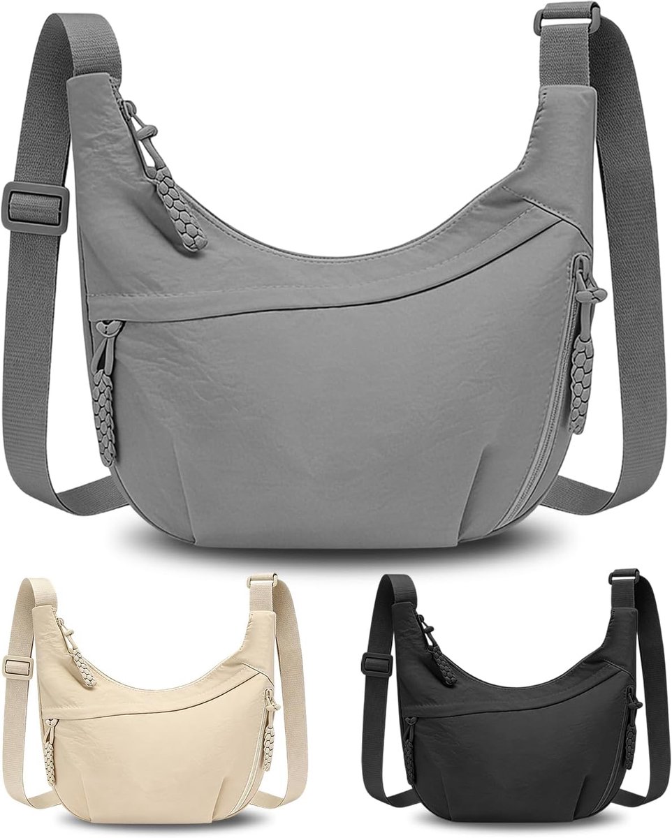 Schoudertas dames groot - nylon - 3 ritszakken - ideaal voor werk - SnelShoppen