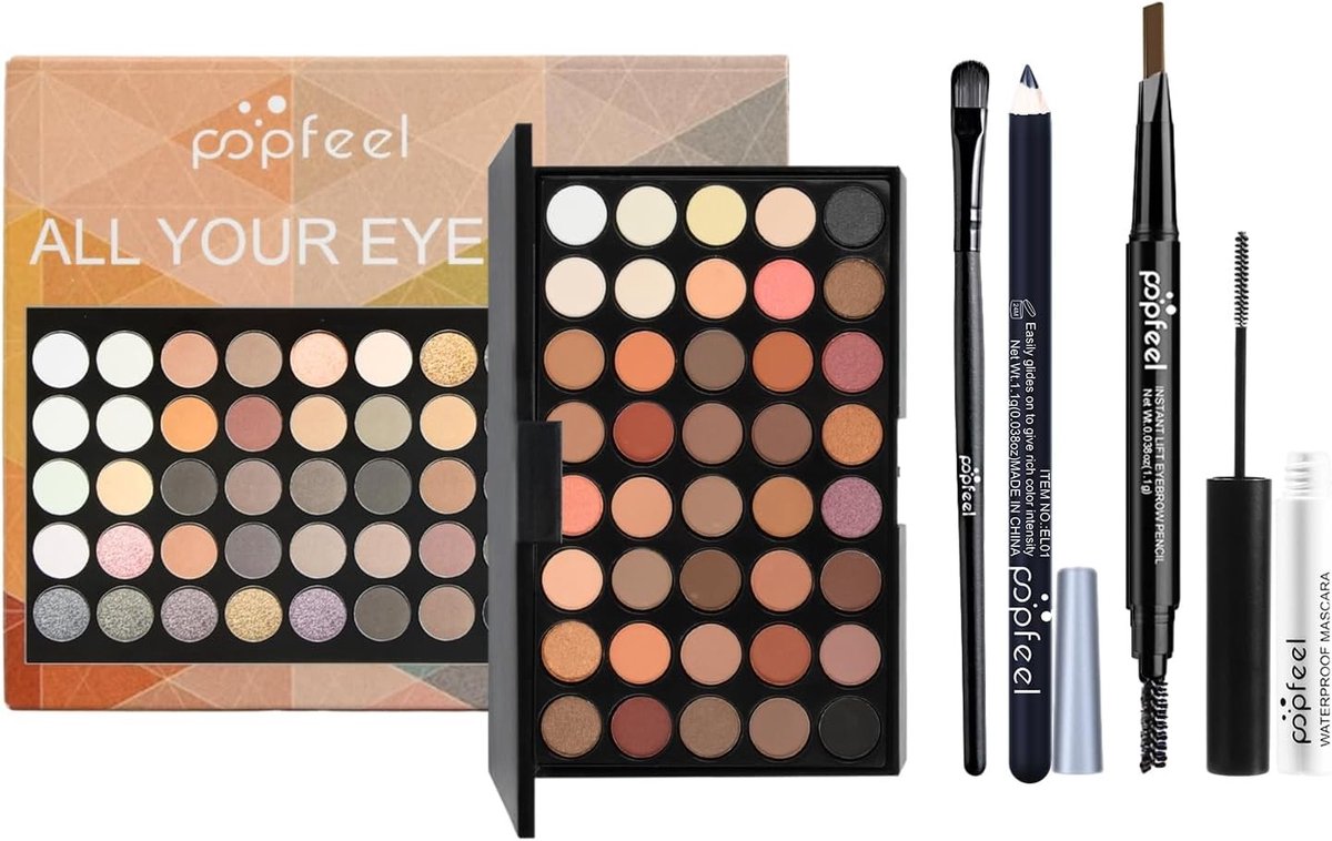 Complete Oogmake-up Set met 40 Kleuren Oogschaduw, Mascara, Eyeliner en Make-up Borstels voor Vrouwen en Meisjes, Perfect voor Dagelijkse en Feestelijke Looks