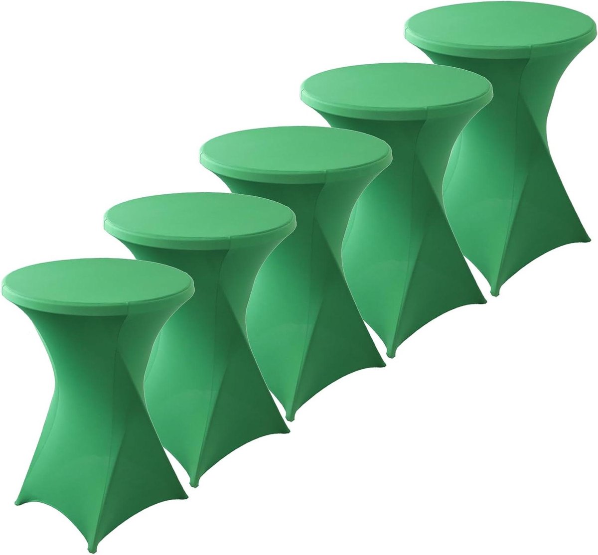 Statafelhoezen Set - Spandex Hoezen - Feestelijke Decoratie - Versterkte Voet - 5 Stuks Ø 80cm - Groen