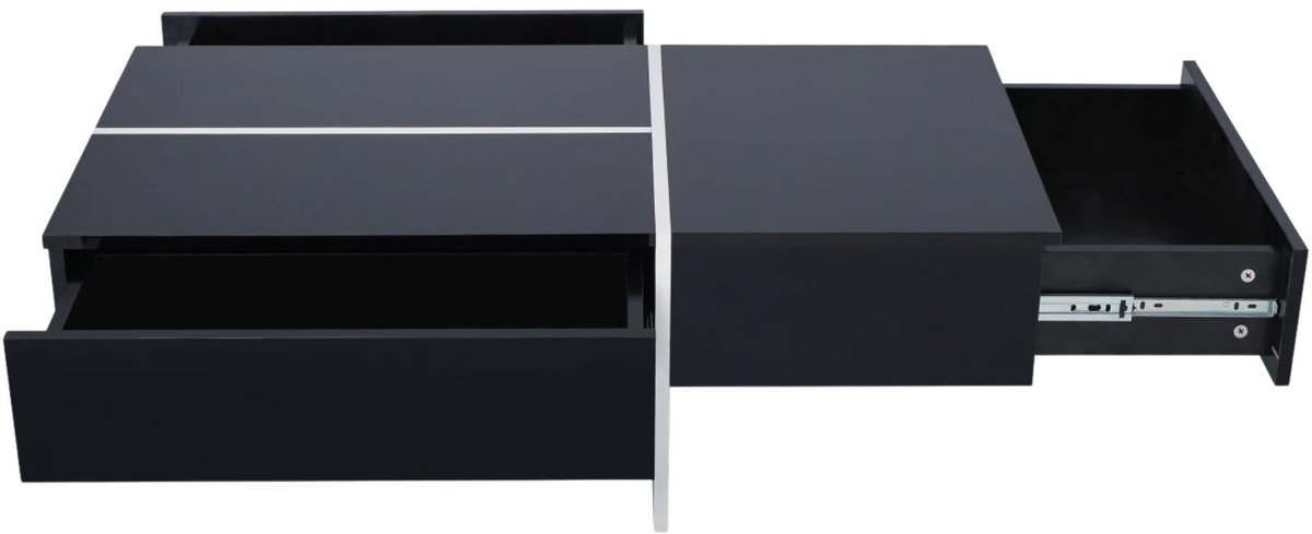 Salontafel 100 X 50 X 34 Cm Zwart - met 3 Lades, LED Verlichting, Lades - voor Woonkamer