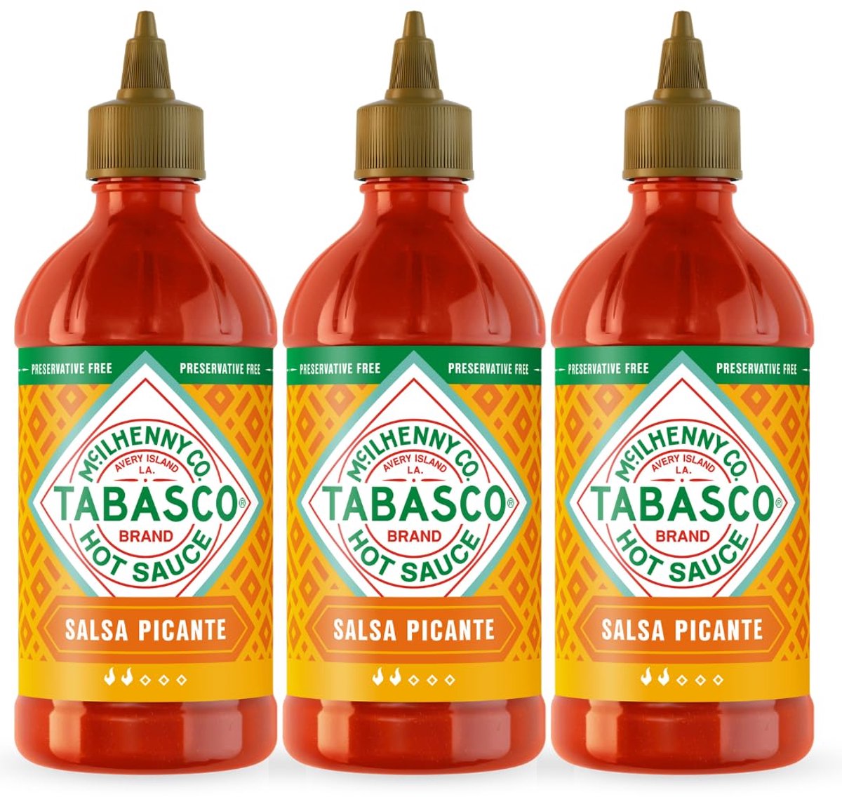 Tabasco Salsa Picante Knijpflessen 3-Pack – 3 x 256 ml (768 ml) – Pittige Saus, Glutenvrij en Zonder Conserveermiddelen