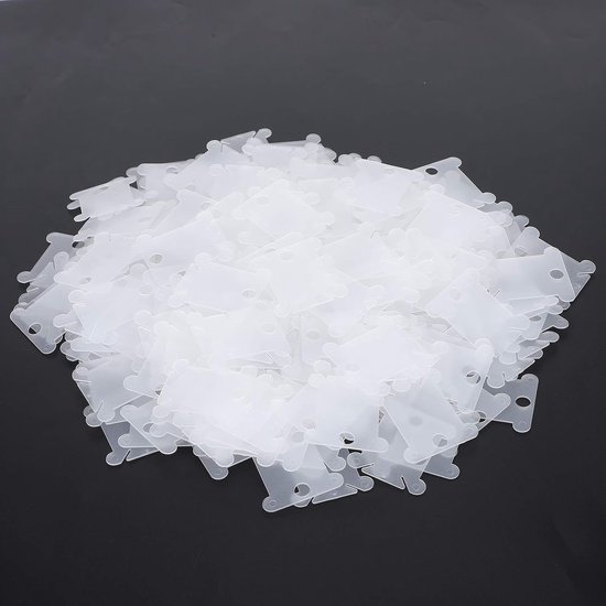 300 Stuks Floss Spoel Kaart, 300 Stuks Klossen Plastic Transparante Borduurplaat Borduurgereedschap Naaigaren Houder Opslag Tool met 12 Zilveren Blunt Big Eye Naald — afbeelding 2
