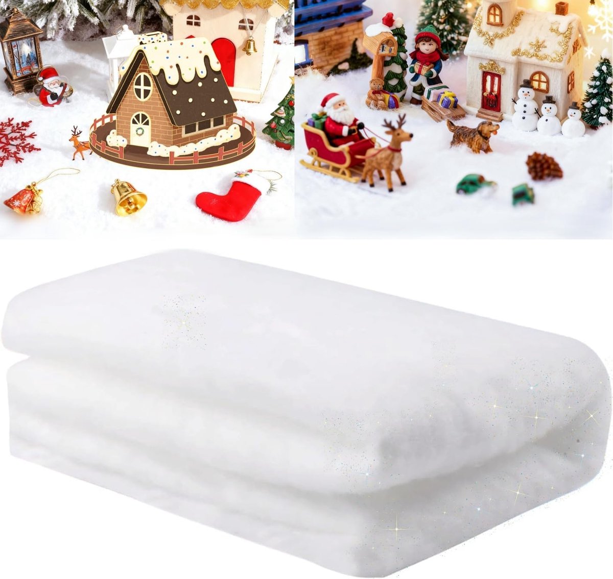 sneeuwdeken voor Kerstdecoratie, 80x300cm kunstsneeuw decoratie, wattendecoratie voor Kerstmis, witte kunstsneeuwmat, voor kerstboomrokdecoratie, kerstdorp decoraties