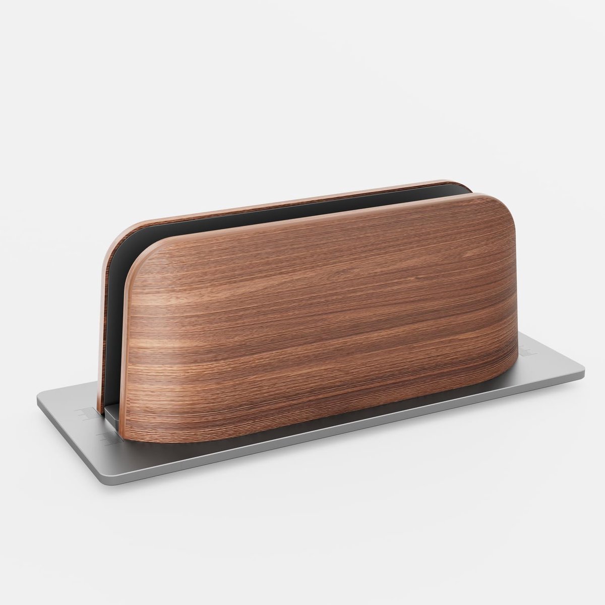 laptopstandaard voor bureau, zwart walnoothout en aluminium laptophouder voor alle MacBook, Surface, Samsung, HP, Dell, Chromebook