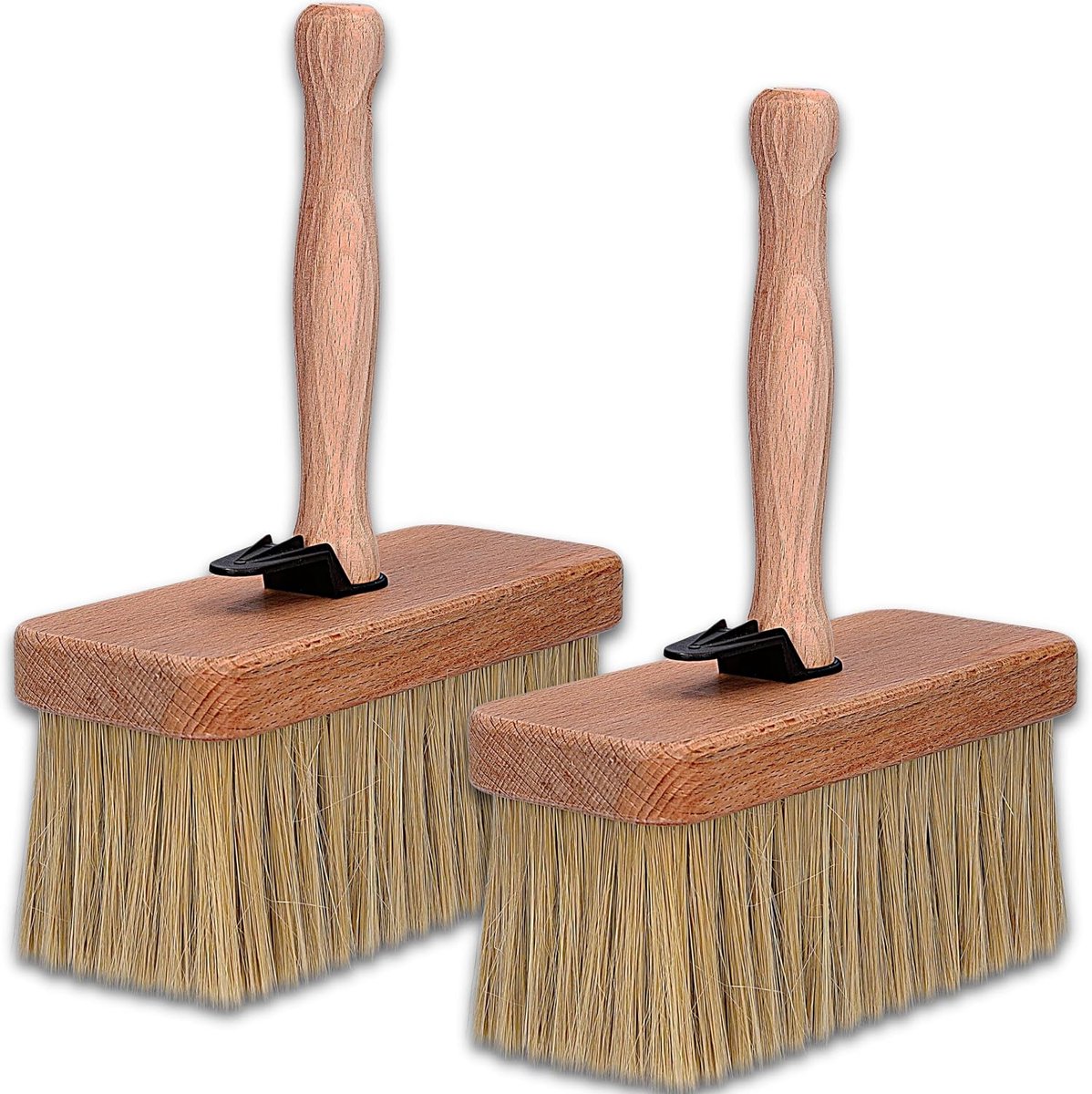2x Oppervlakteborstel 180 mm, Behangborstel, Terrasborstel, Meubelborstel, Brede pluis, Houten steel met natuurharen, Grondborstel, Schilderkwast