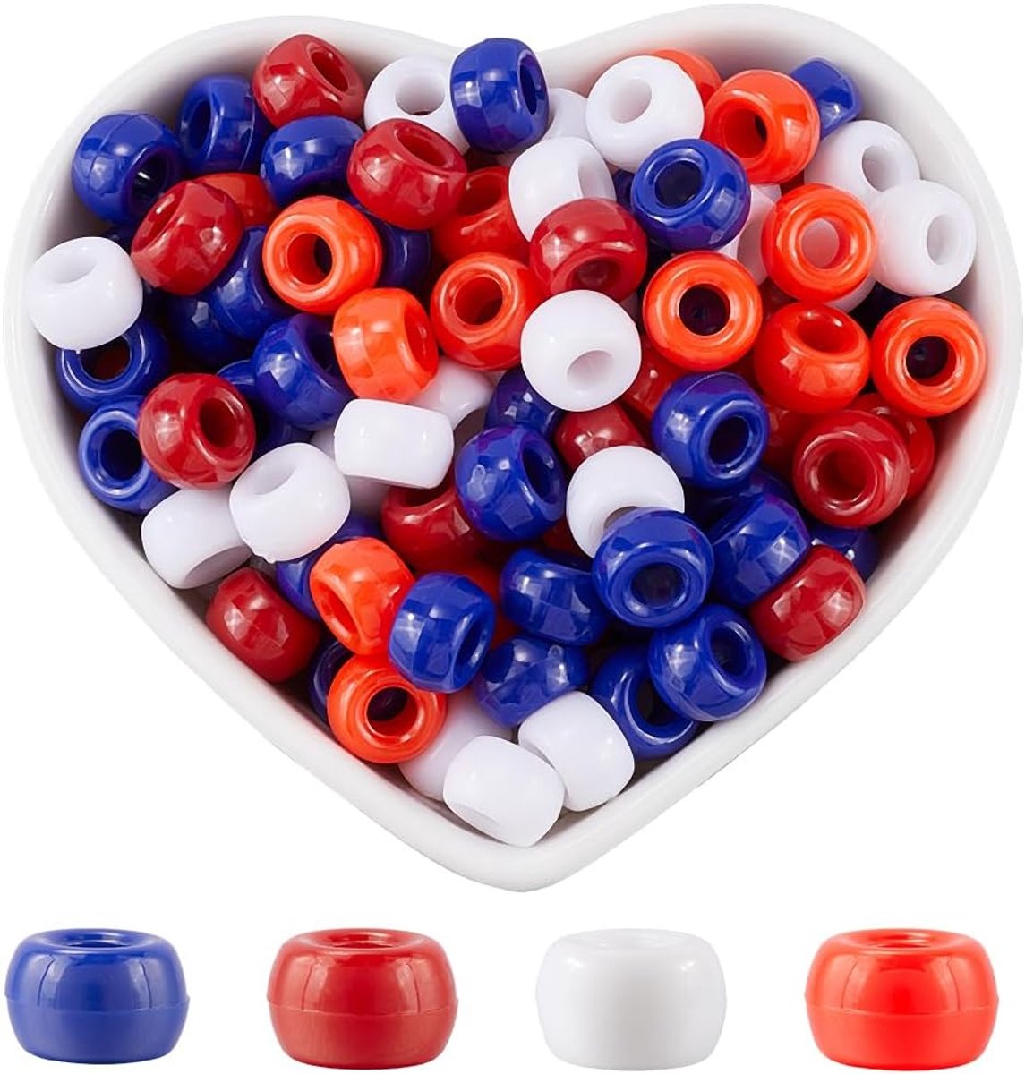 Kralen bulk rood wit blauw pony kralen onafhankelijke dag 4 juli vriendschap ronde plastic ambachten kraal voor sieraden maken benodigdheden DIY ketting armband