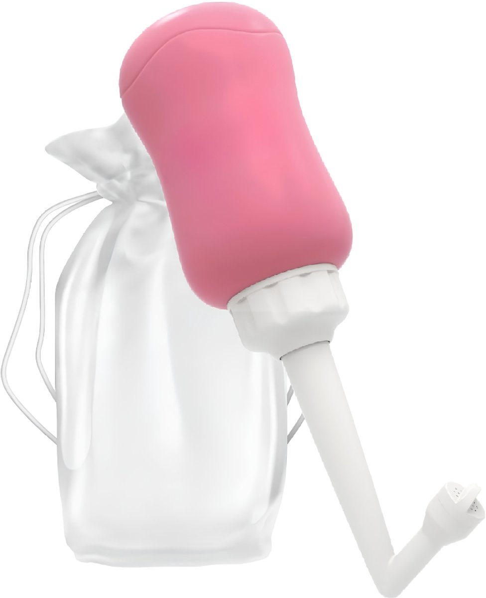 JCP® Peri Bottle - Vaginale Douche - Draagbare Bidet - Roze en Wit - 23cm x 8cm x 8cm
