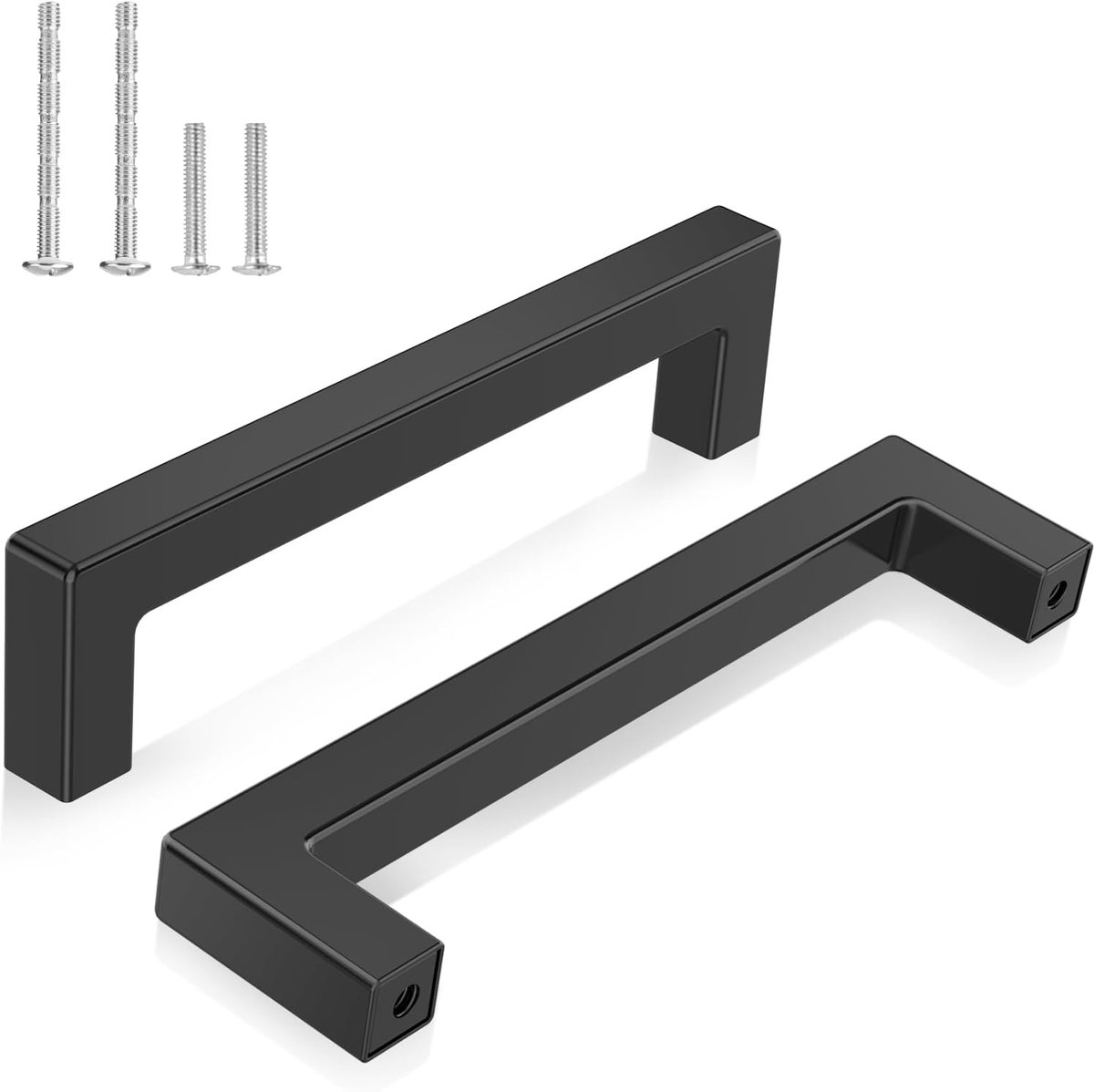 Meubelgrepen, zwart, 2 stuks, gatafstand 128 mm, roestvrij staal, kastgrepen met 8 schroeven, voor lade, kast, meubels, keuken, keukenkasten, kledingkast