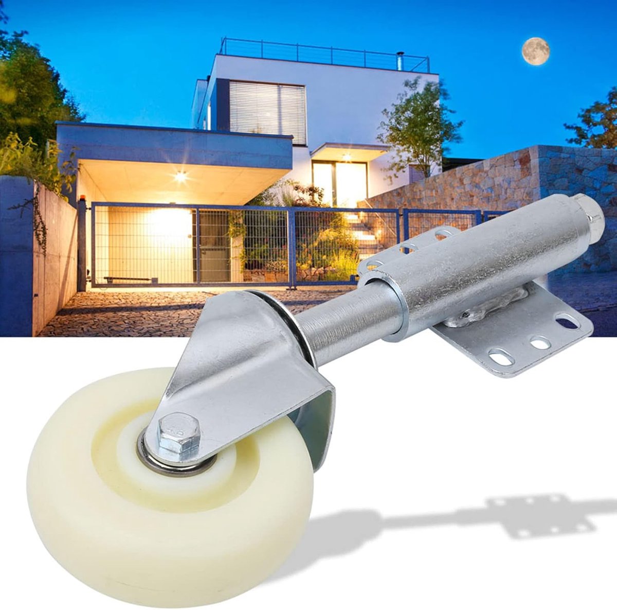 draaipoort Wiel Caster Flexibel veerbelast, 100 mm/4"nylon en metalen veerbelaste deur Zwenkwiel 360 ° draaibaar Heavy Duty 200k/440lbs laadvermogen voor binnentuinpoort