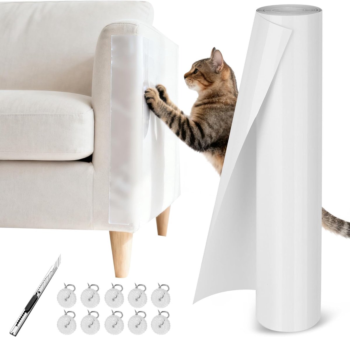 beschermfolie 5 m x 30 cm, zelfklevende beschermtape voor kattenbank, elastische pasvorm
