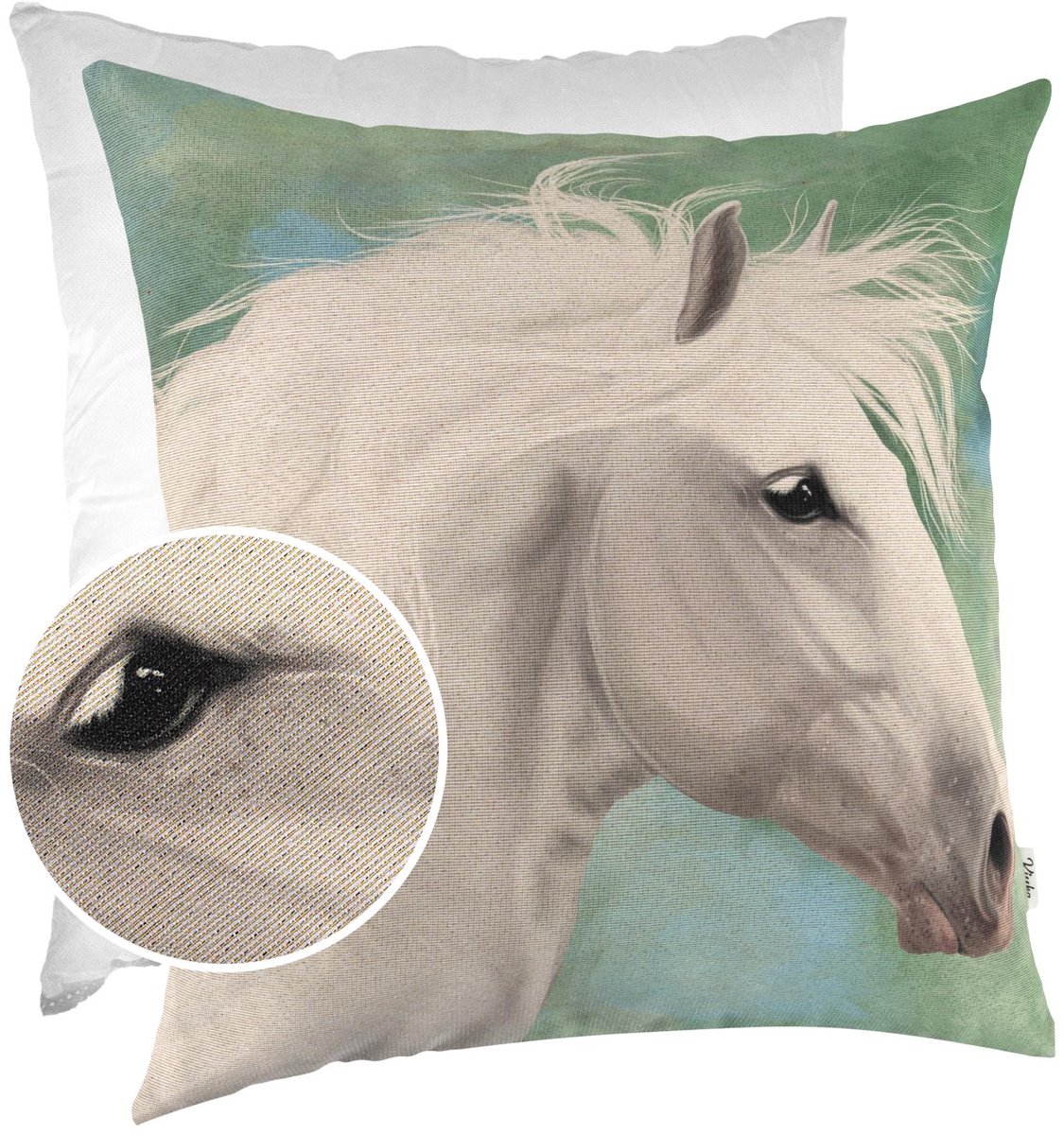 ANRO Wit Paard Sierkussen 40x40 cm - Gobelin - Inclusief vulling