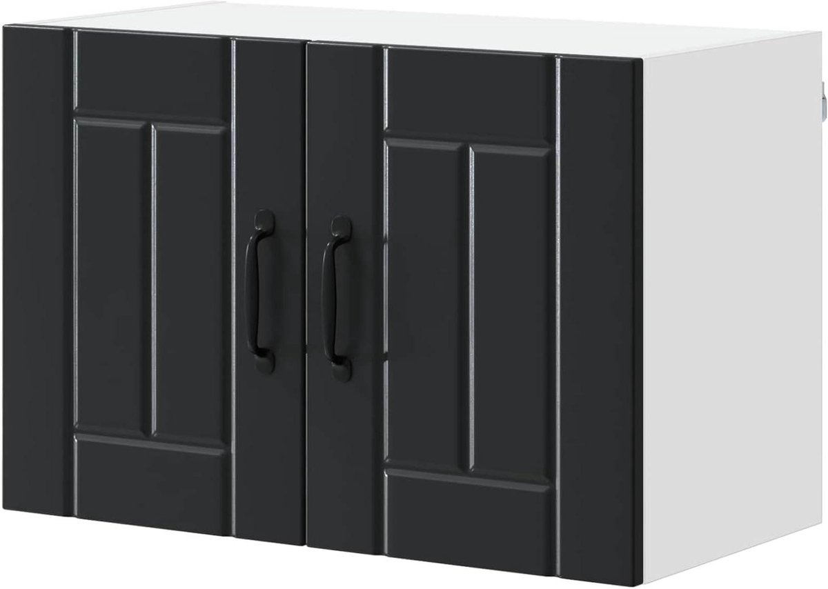 Keukenkastje - Wandkast Keuken - Keuken Opbergen - Houten Paneel - 60x31x40 cm - Zwart