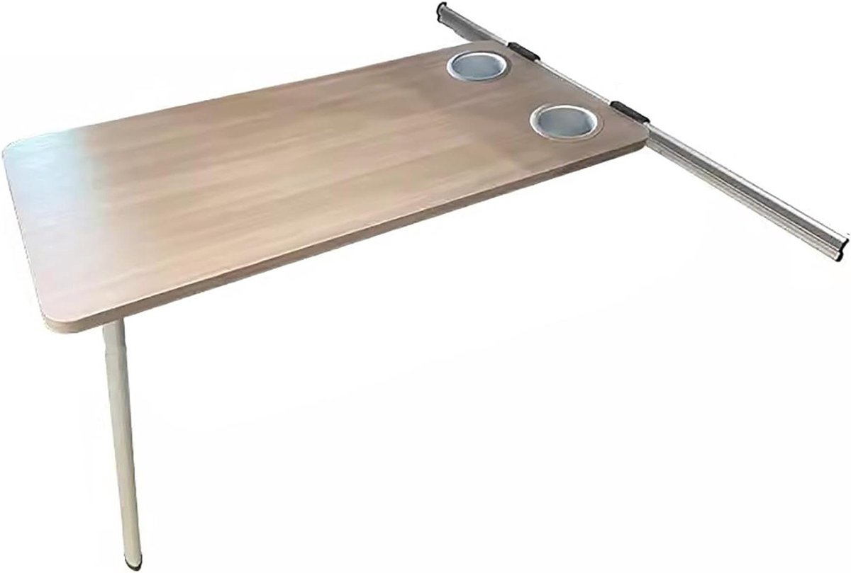 Opvouwbare Camper Tafel - Wandmontage Tafel - Buiten Eten - Met Glazen Houders - 70x35cm - Houtnerf