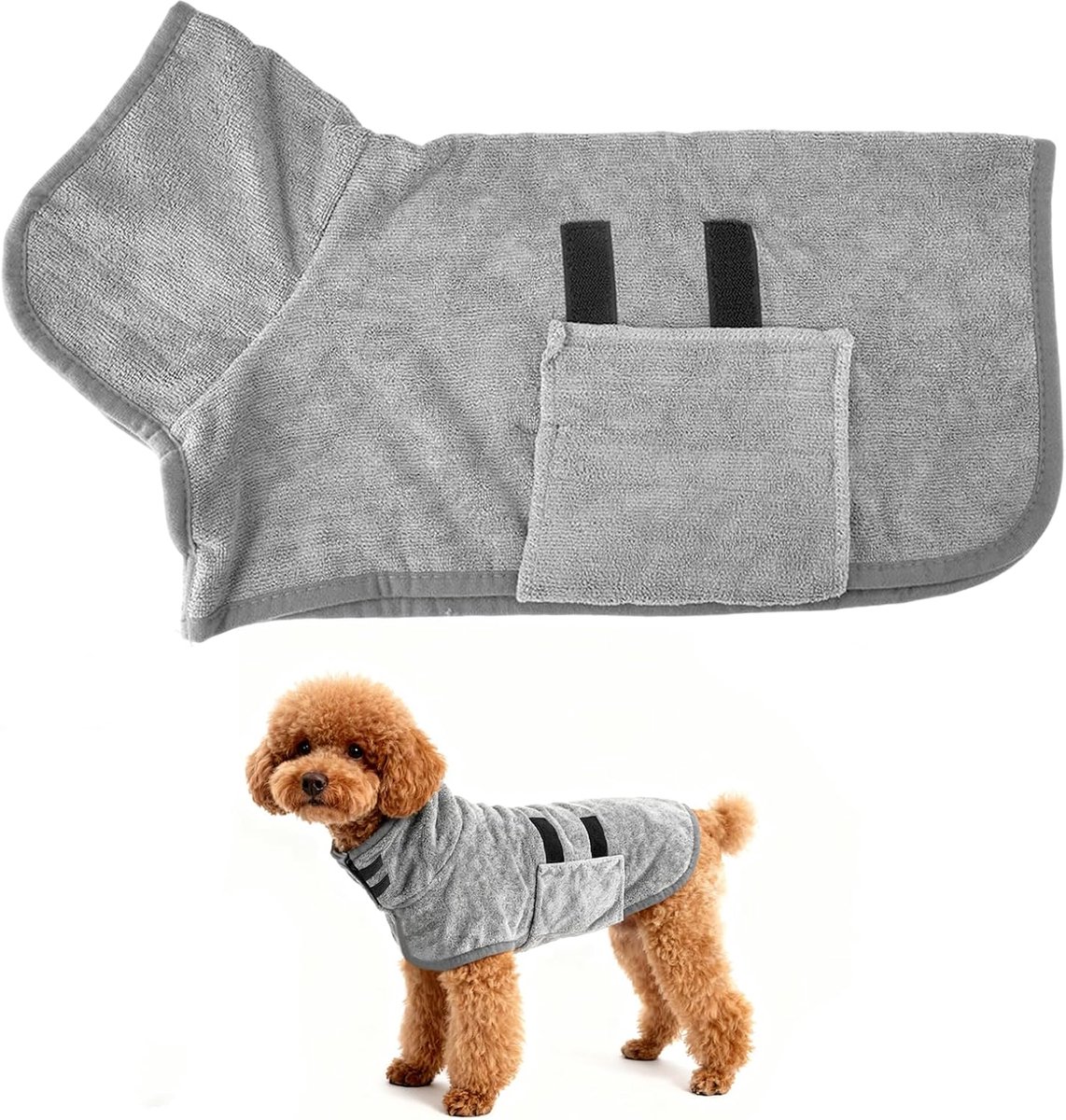 Badjas voor honden, extra absorberend en sneldrogend, super absorberende droogjas, hondenbadjas van microvezel, sneldrogend, voor middelgrote en kleine honden