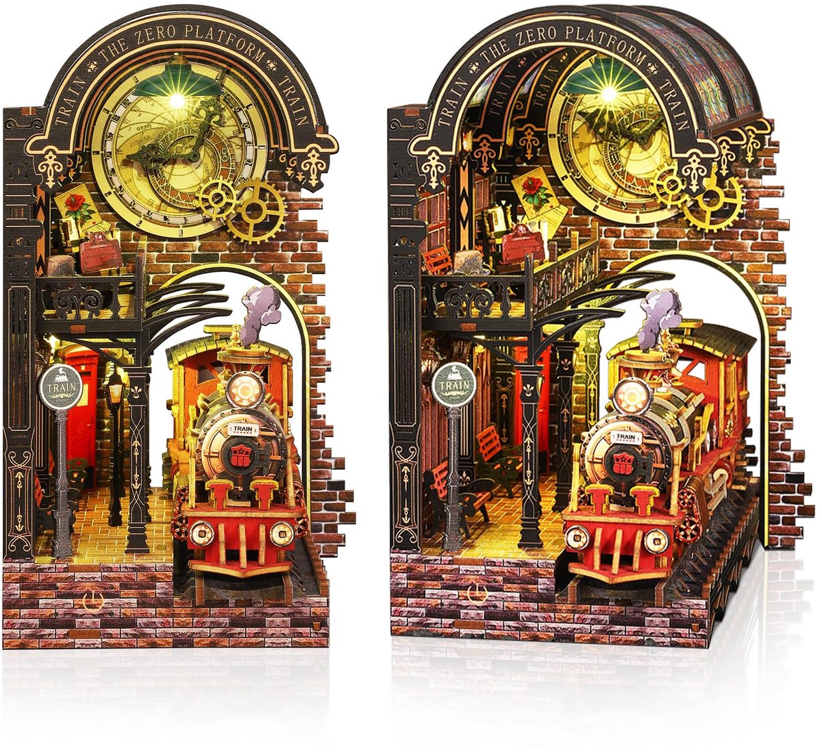 SnelShoppen - Cuteefun Boekenhoek Kit - DIY Poppenhuizen met LED, Creatieve Decoratie, Uniek Geschenk voor Verjaardag of Kerstmis, Magic Station