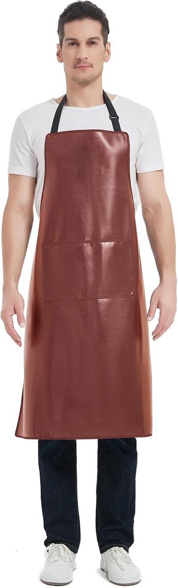 Schort, Zware Werkschort, Kunstleren Schort voor Chef-kok, Slager, Kapper, Afwassen, Schoonmaken, Hondenverzorging (Grote Maten)
