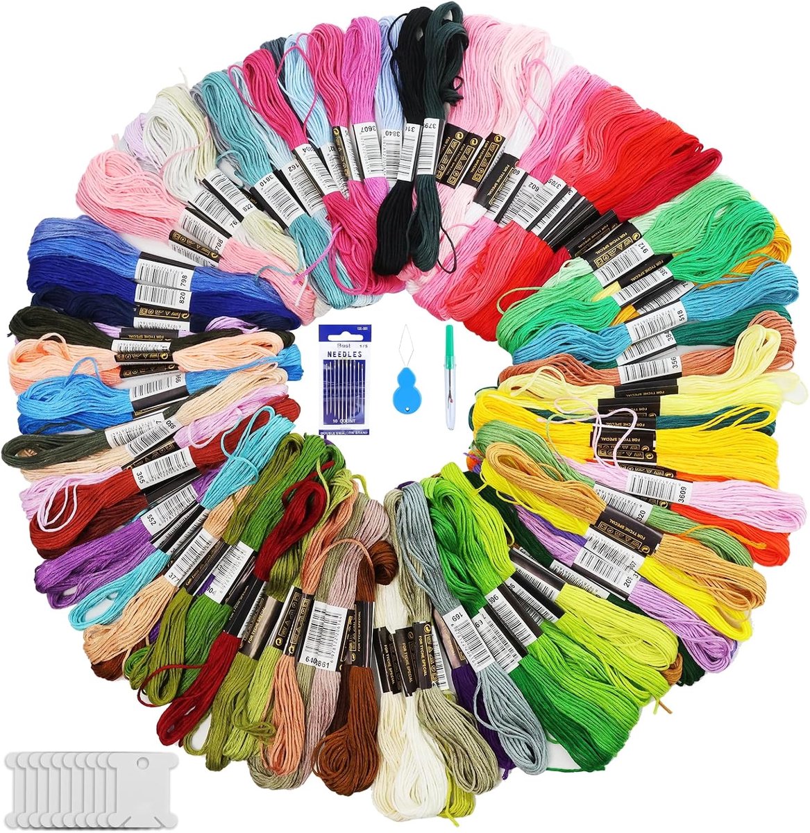 100 kleuren borduurgaren, garen voor Braziliaanse armband met gereedschapsaccessoires, Braziliaans armbandgaren voor kruissteek en borduurwerk, 8 m, borduurgaren, set voor vriendschapsarmbanden