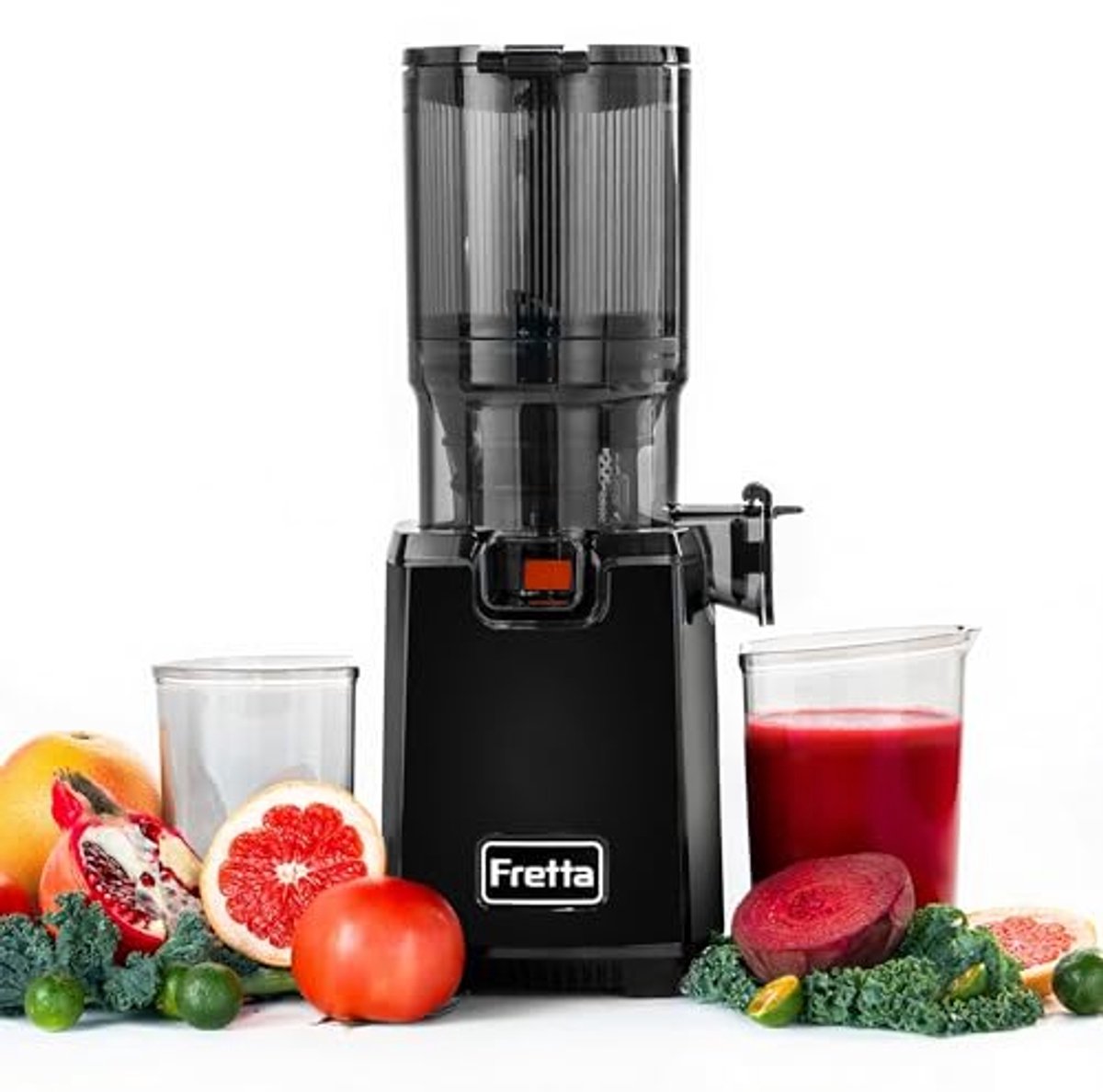 SnelShoppen - Fretta Slow Juicer sapcentrifuge voor groenten en fruit, 130 mm opening, 1,8 l elektrische sappers, omkeerfunctie, eenvoudig te monteren