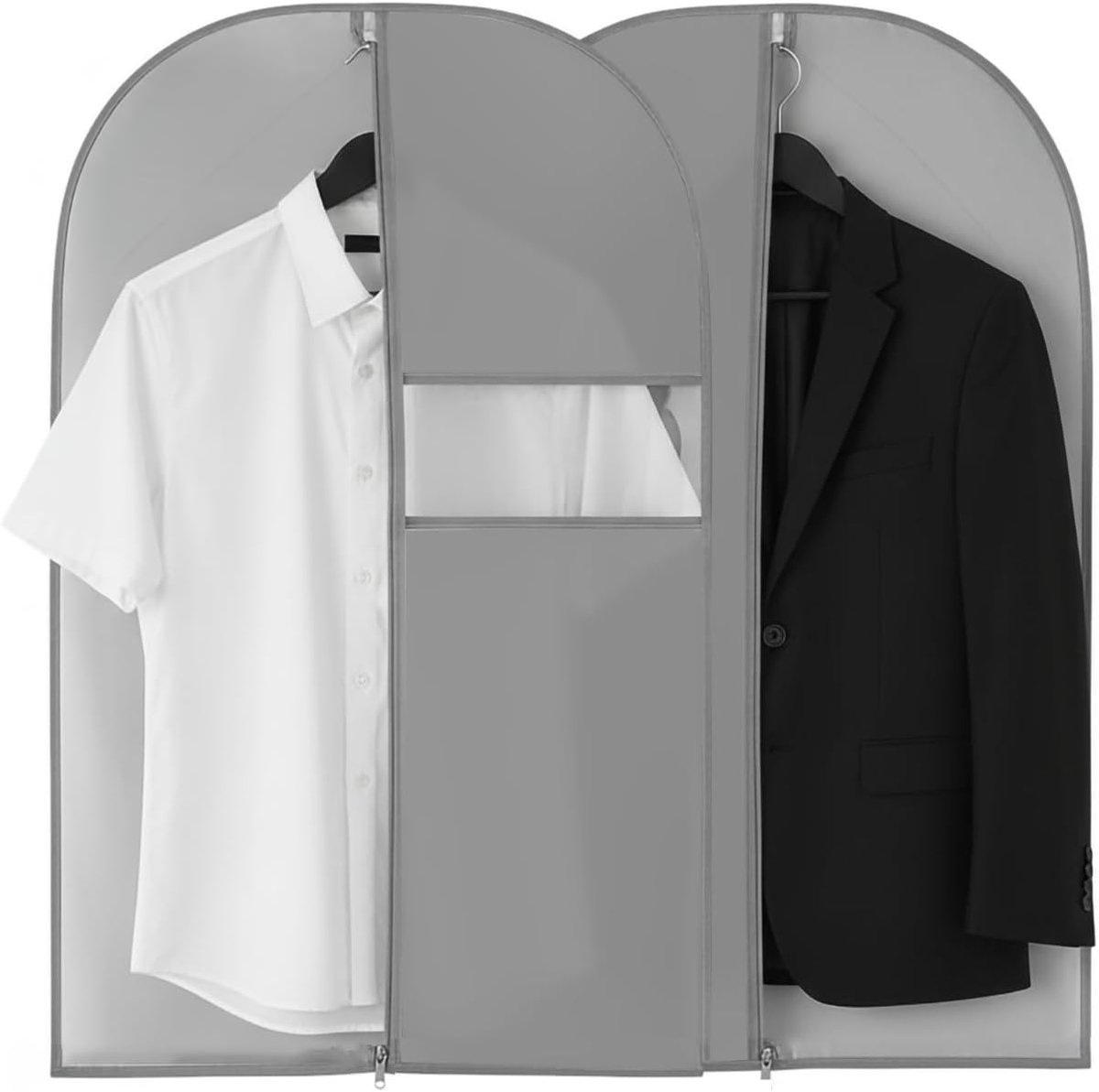 Kledingtassen om op te hangen, kledingzak voor opslag, kledingbeschermer voor jas, pak, trui, jurk, 23,6" x 43,3" | PEVA Kledinghoes, voor pak, shirt, jassen, kinderjurk, doorzichtige ramen, stofdicht, droog houden