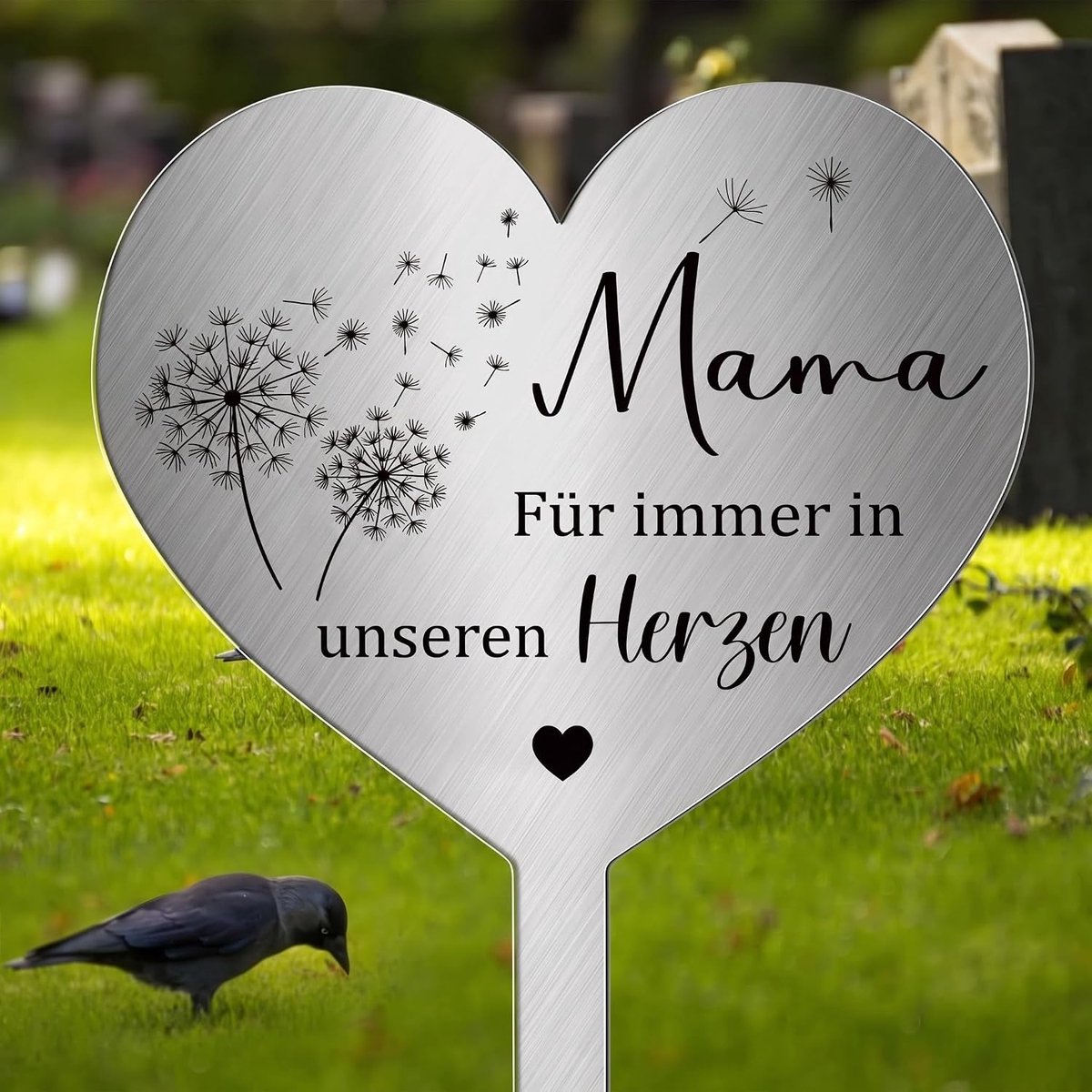 Grafsteen Van Metaal Met Hart en Spreuk Mama für Immer in Unseren Grafdecoratie Weerbestendig Vorstbestendig Grafdecoratie Voor Herinneringsaandenken Decoratief Hart