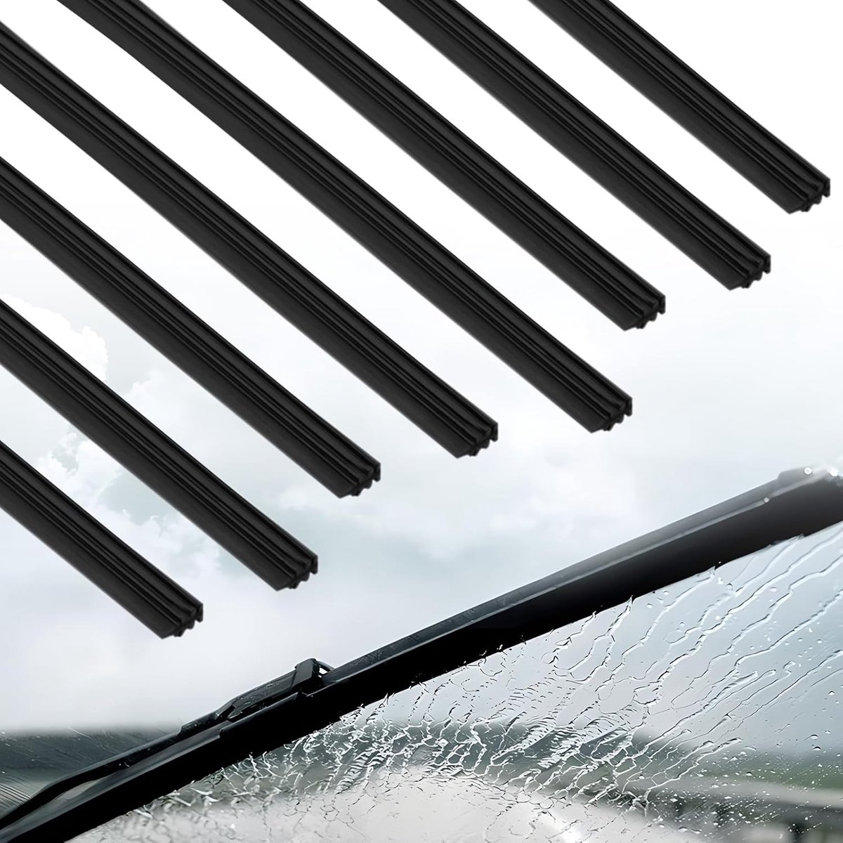 8 stuks 800 mm ruitwisserrubber, zwart natuurlijk rubber, universele vervanging | natuurlijk rubber, universele vervanging, zwart