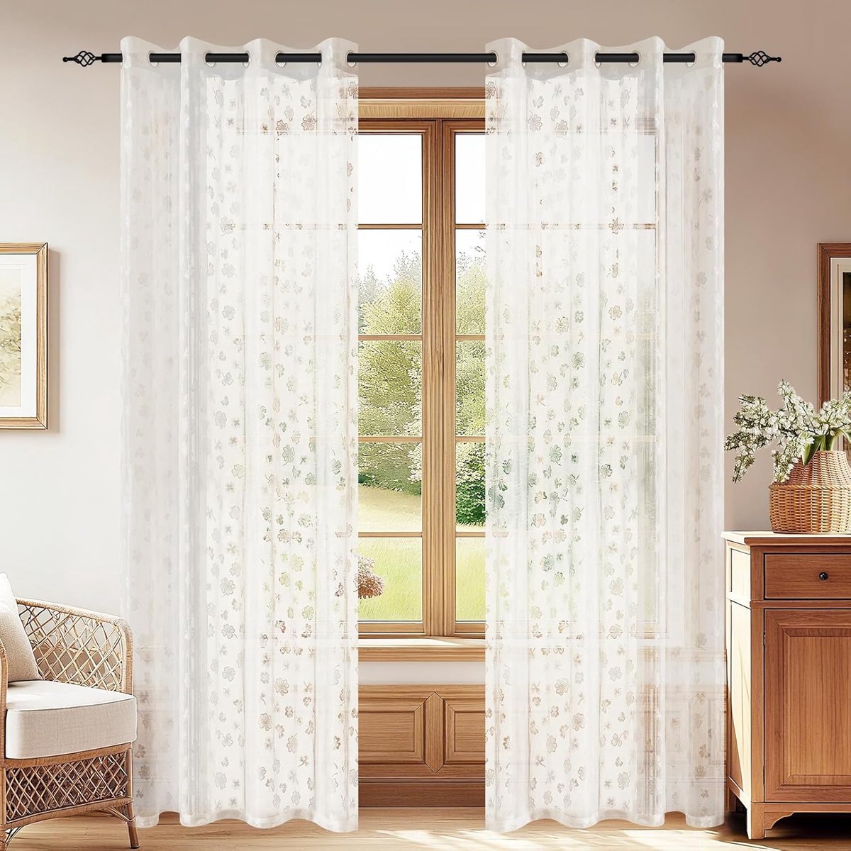 Gordijnen Voile Semi-Transparante 2 Stuks, 140x225cm, Vitragegordijnen Voor Woonkamer Slaapkamer, Raamgordijnen Met Oogjes, Binnengordijnen Decoratie In Superzacht Stof, Wit