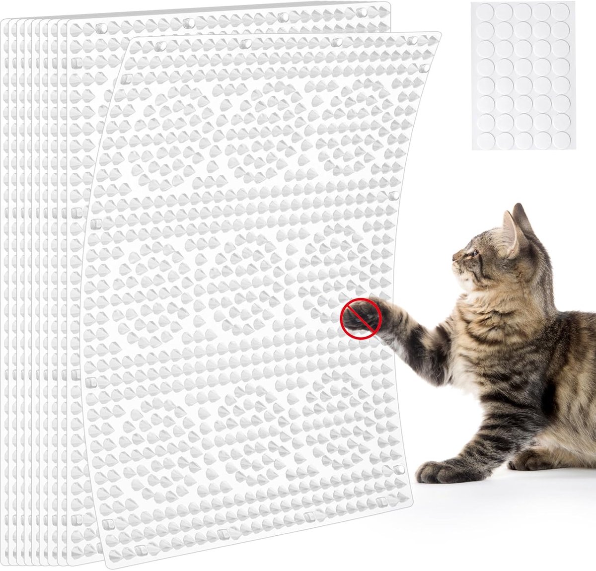 Kattenbeschermingsmat, kattenbarrièreset (10 stuks), 41 x 33 cm, vierkant, kattenmat met 2,5 cm kunststof punten, beschermmat voor katten, honden, binnen en buiten