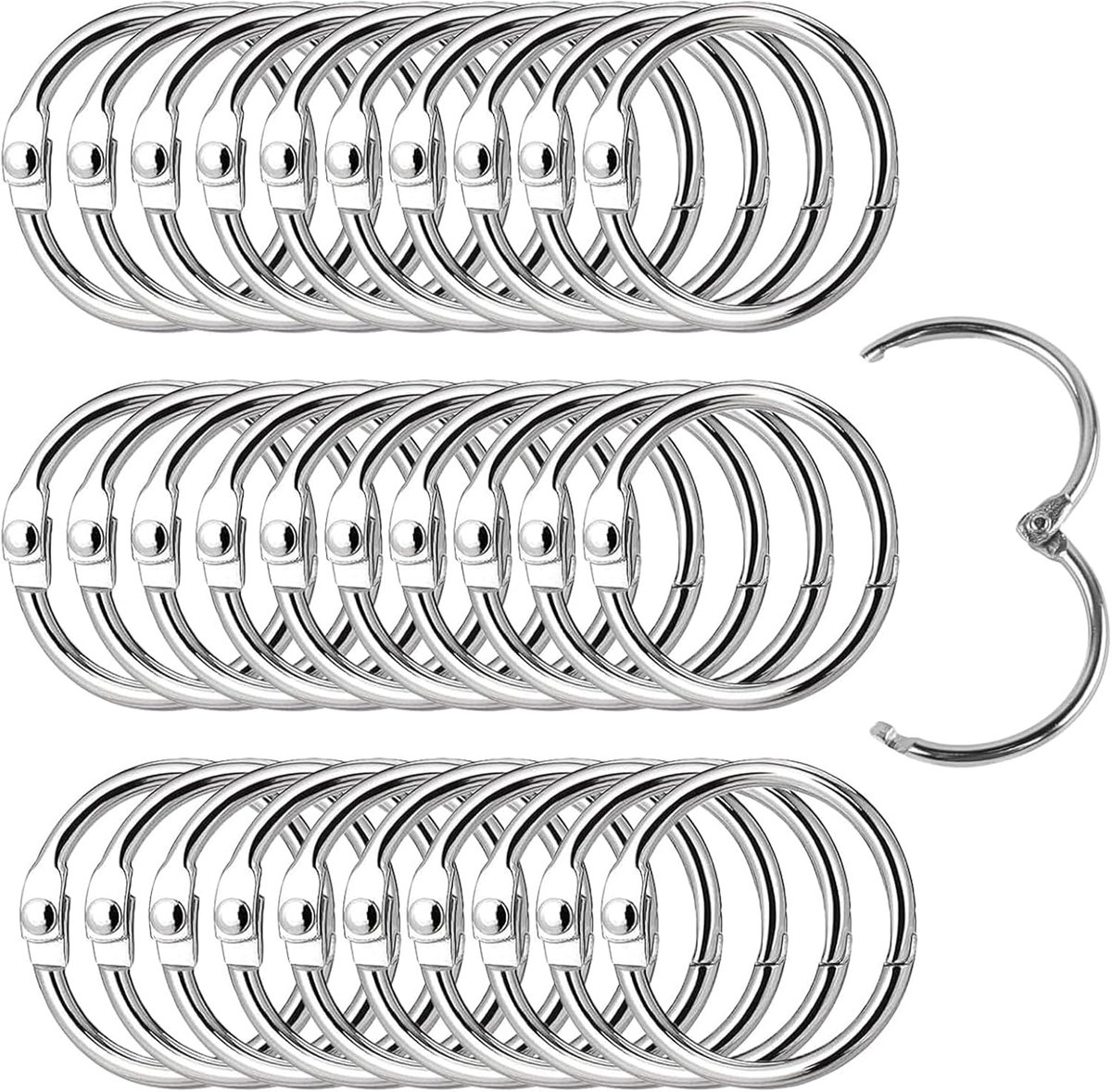 30 stuks boekringen, buitendiameter 20 mm, binnendiameter 15 mm, metalen ringen, losse bladen, boekbindringen, ringband ringen voor fotoalbum, scrapbook, album, handwerk, papier, kaarten (zilver, 20