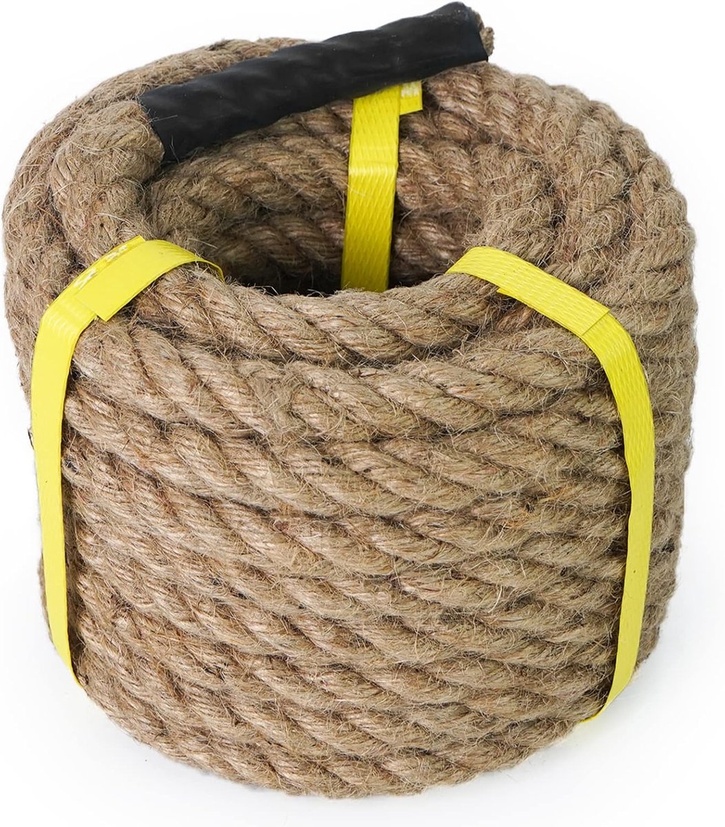 15M Jute Touw - 25mm Dik Gedraaid Hennep Touw voor Touwtrekken Dek-touw Hekwerk Tuin