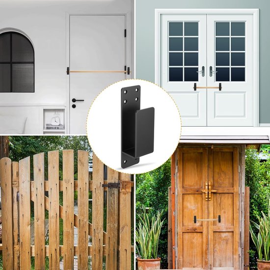 4 Stuks 2 x 4 Deurstang Bevestigingsbeugels, Metalen U-beugels, Beveiligingsdeurvergrendeling Klemmen Passend voor 2 x 4 Hout, voor Neerklapbare Stangen Huis Schuur Schuur Garagepoort Versterking — afbeelding 4