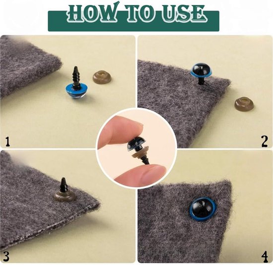 Ogen voor gehaakte dieren, 752 stuks ogen en veiligheidsneuzen, kleurrijke poppenogen met sluitringen voor het maken van poppen, speelgoed accessoires DIY (5-12mm) — afbeelding 5