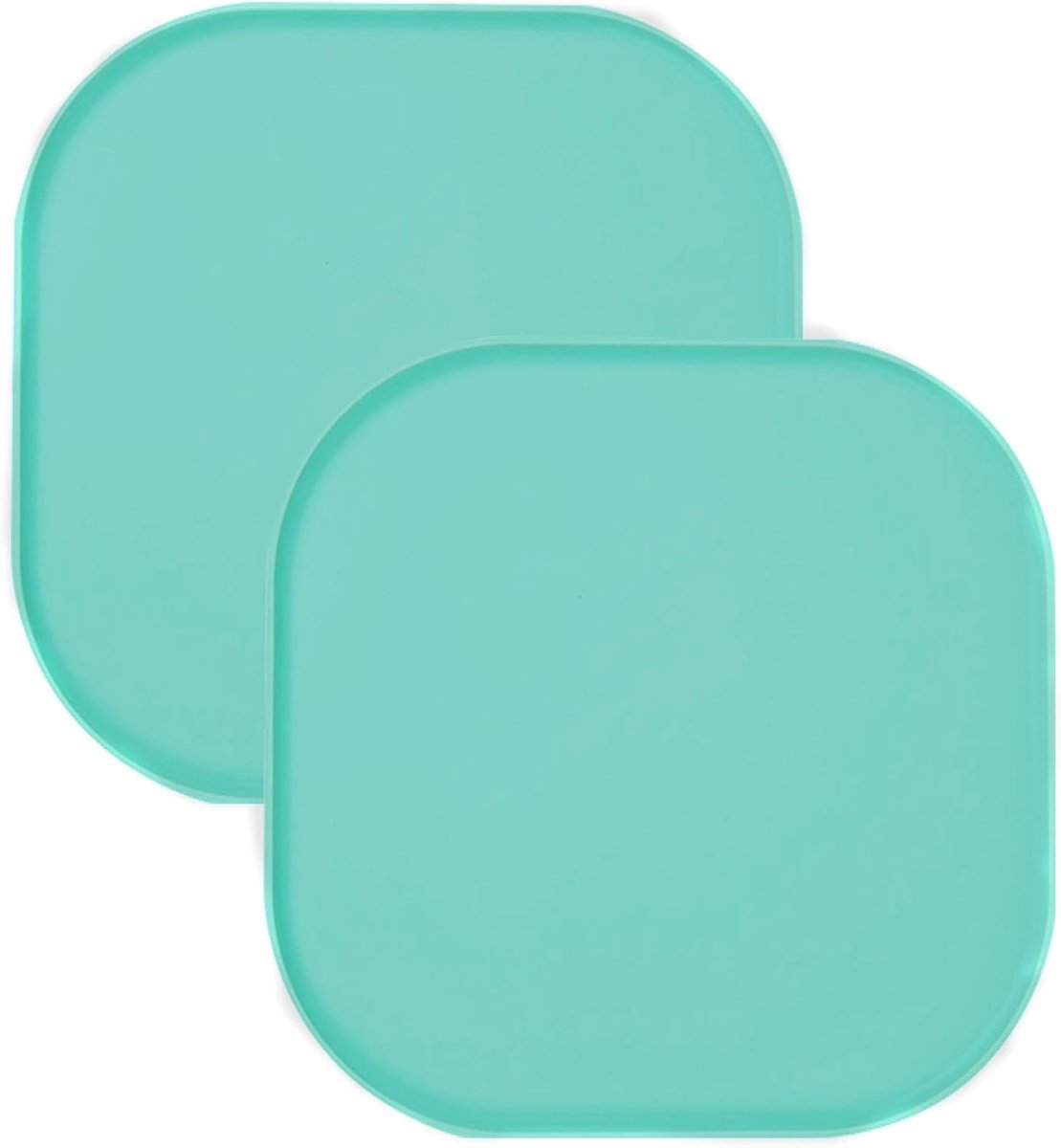 2-delig set waterdichte siliconen voermat voor honden en katten, vierkant voerbord, antislip, gemakkelijk schoon te maken voerbak-onderlegger, voedselveilig (mintgroen, 26cm x 26cm)