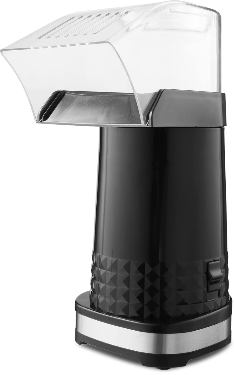 SnelShoppen - Popcornmachine 1200 W Hete Lucht Popcornmaker voor Thuis, Breed Kaliber Design met Maatbeker en Afneembaar Deksel, BPA-vrij, Zwart voor