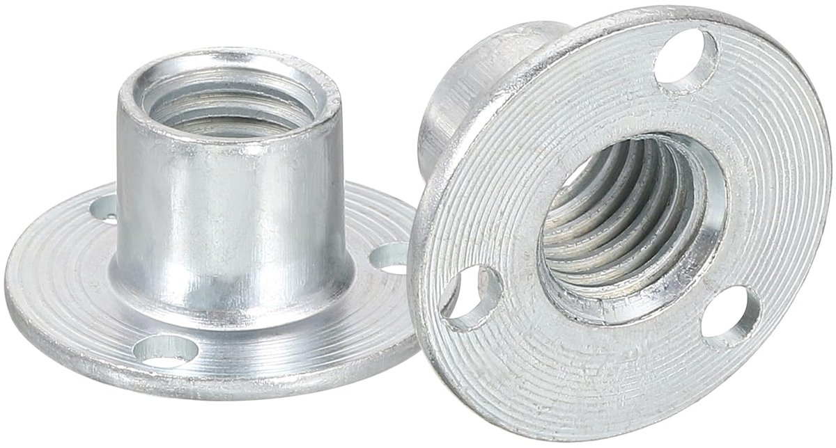 M10 Brad Hole Tee Nut, 5 stuks Koolstofstaal Ronde Basis Schroef-in T-Nuts Meubelbeslag Flens Vrouwelijke Draad Inzetmoeren.