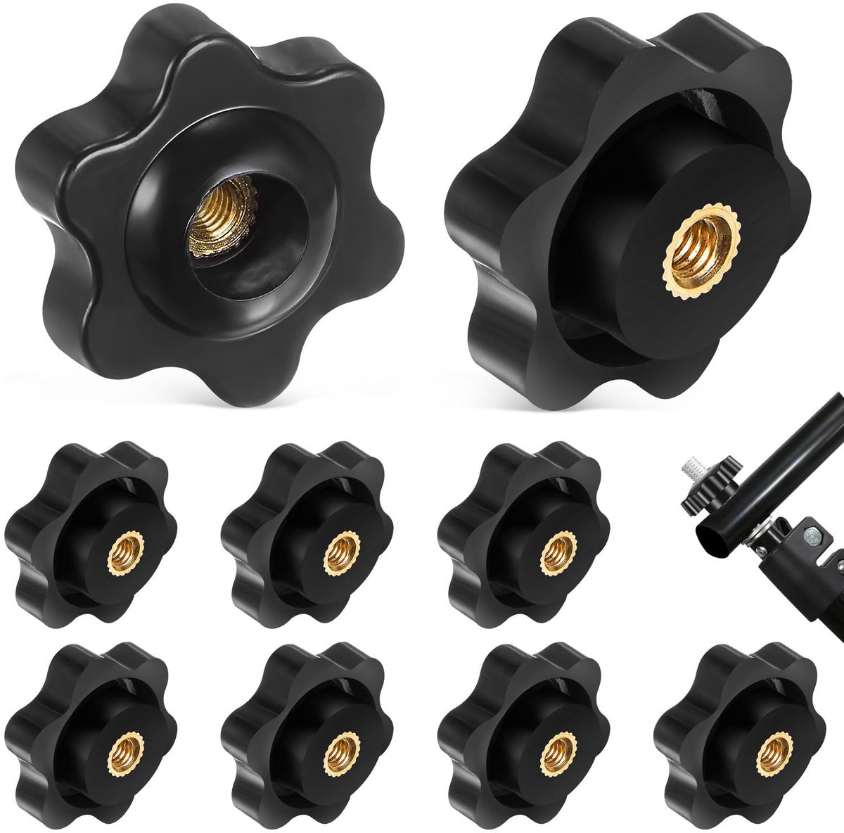 M10 stergreep ster moeren diameter 38 mm 9 stuks binnendraad klemknop kunststof greepmoeren zwart voor machines en installaties meubels gereedschapsmachines fitnessapparatuur