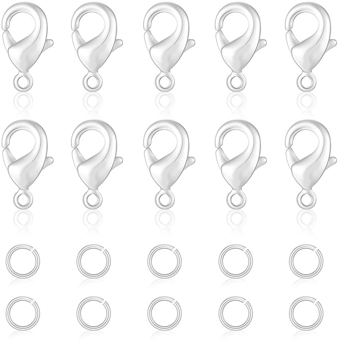 1 doos 30 stuks kreeft klauw sluitingen 925 sterling verzilverd messing sieraden kreeft sluitingen met 60 stuks 5mm open springringen voor sieraden maken armbanden ketting