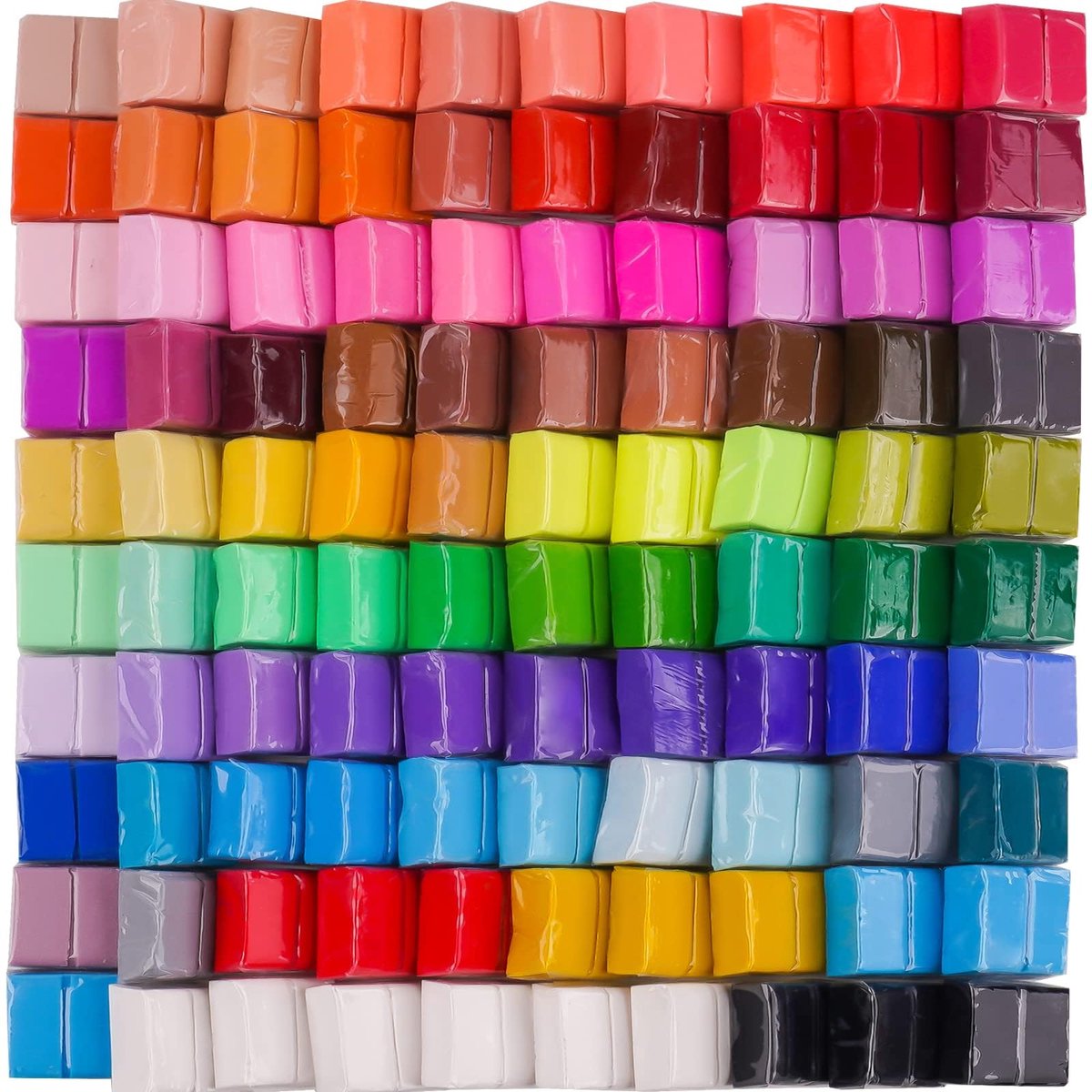 100 stuks polymeerklei voordeelpakket 82 kleuren in bulk kleine blokken starterkit met gereedschap, individueel verpakte oven modellering klei, vormen DIY klei, bakklei voor beeldhouwen voor