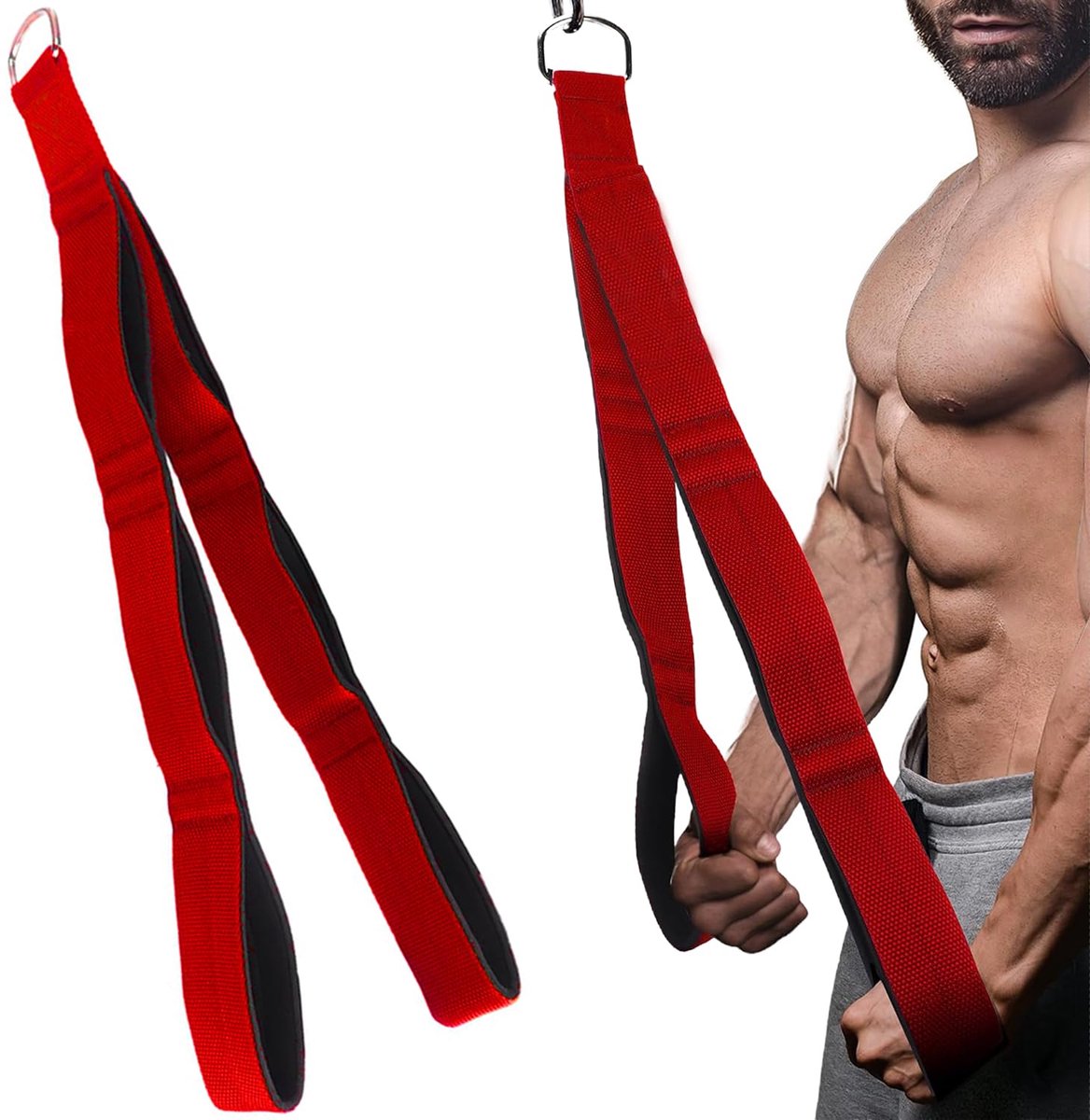 triceps touw fitness apparatuur, krachttraining Spantouw wordt geleverd met opbergtas, Triceps-trainer voor lat pulldowns, geschikt voor triceps krachttraining gym accessoire