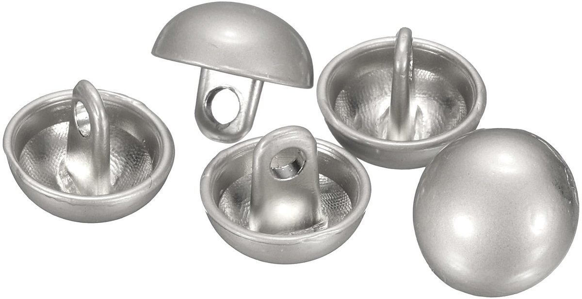 Knopen mistachtig zilver, 11,5 mm halfronde paddenstoelkap metalen knopen ambachtelijke knopen met schacht, knutselknopen ronde naaiknopen reserveknopen voor blazer pak jas