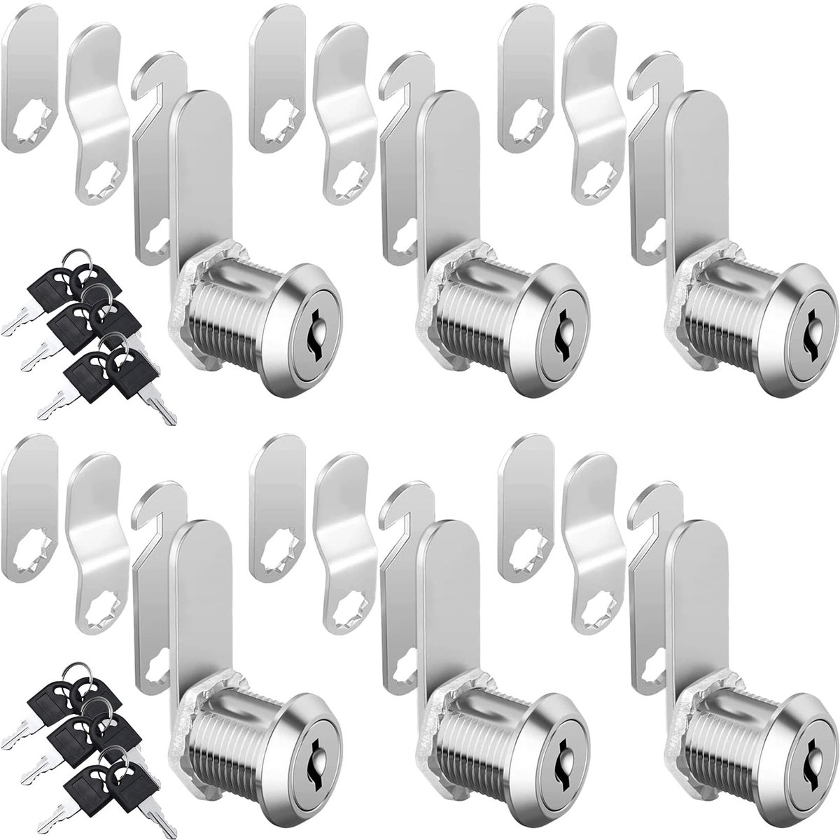 6 stuks brievenbusslot met 4 verschillende slotplaten (20 mm)
