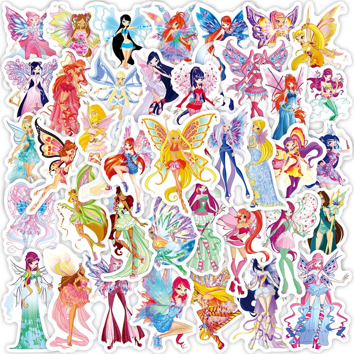 50 stuks Butterfly Fairy stickers voor waterflessen, laptops, bagage, auto's, fietsen, waterdichte vinyl stickers