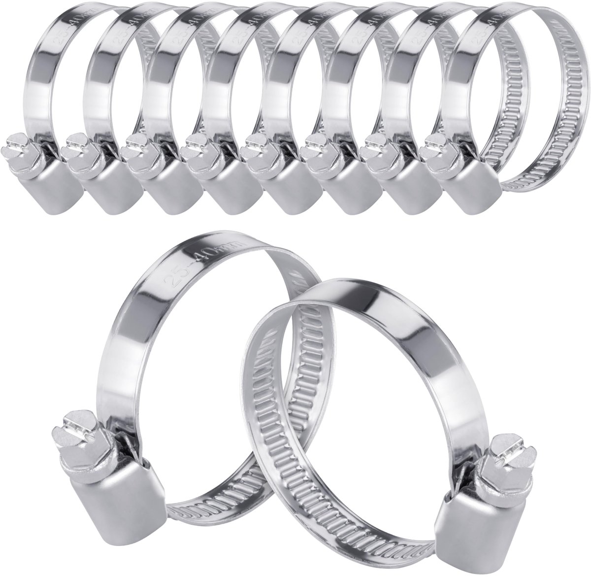 Slangklemmen 25-40 mm met Breedte 9 mm, W4 kwaliteit (10 stuks)