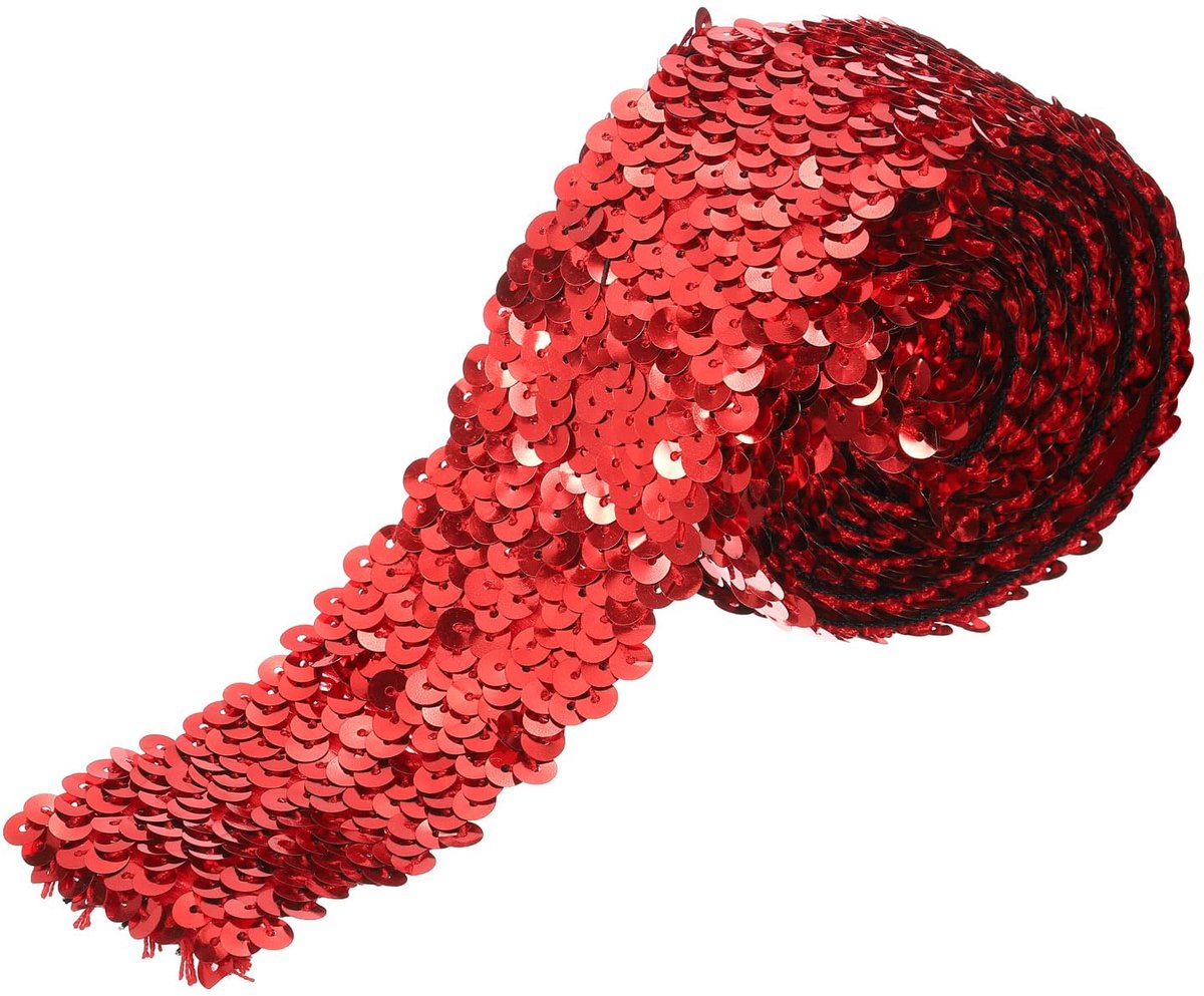 Pailletten Trim 5 Rij Platte Pailletten Strip Pailletten Stof Ribbon Voor Crafts DIY Pailletten Fringe Naaien Rood